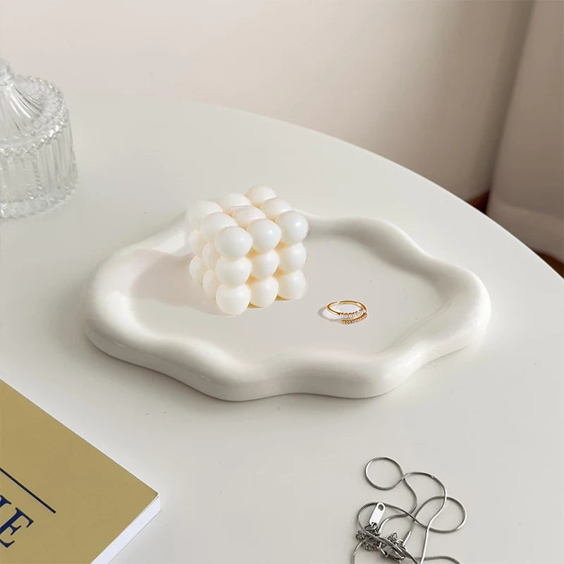 White Cloud Ceramic Plate Tray