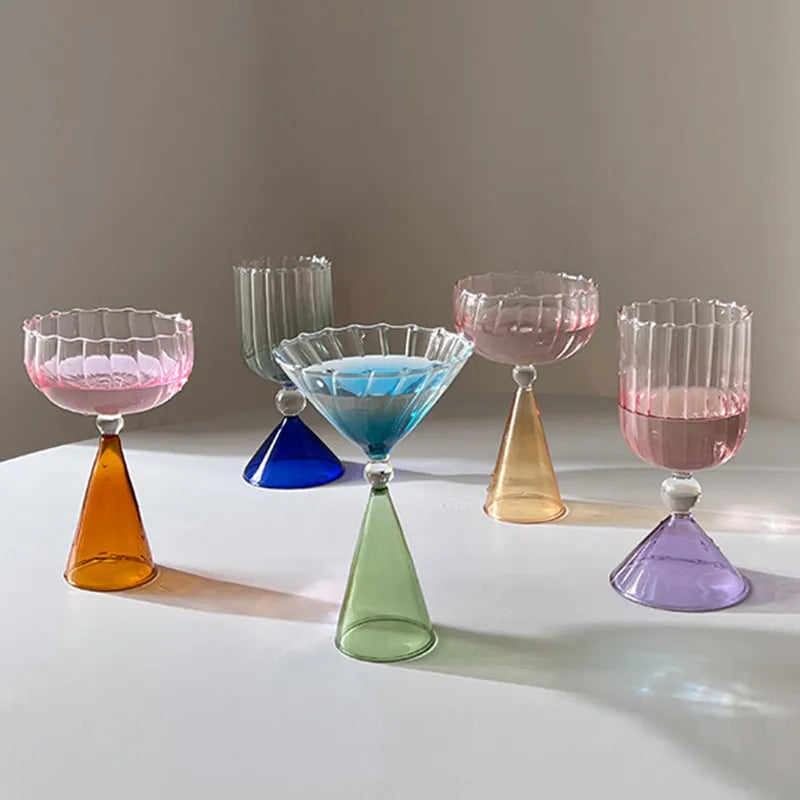 Colrful Cone Cocktail Glass