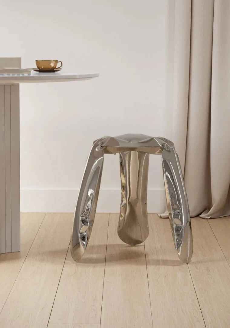 Minimalist Crumpled Design Stainless Steel Stool