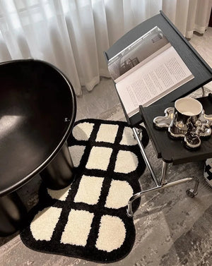 Mono Design Checker Grid Tufting Bath Mat