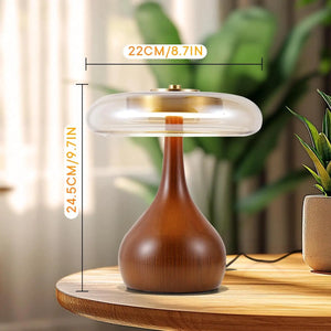 Copper Wood Vase Glass LED Desk Lamp