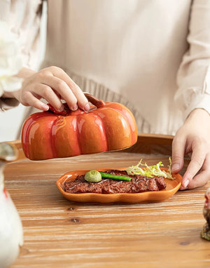 Essteller mit Keramikdeckel „Kürbis“