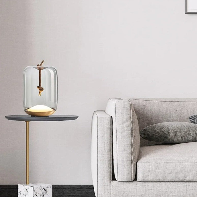 Nordic Glass with Rope Table Lamp