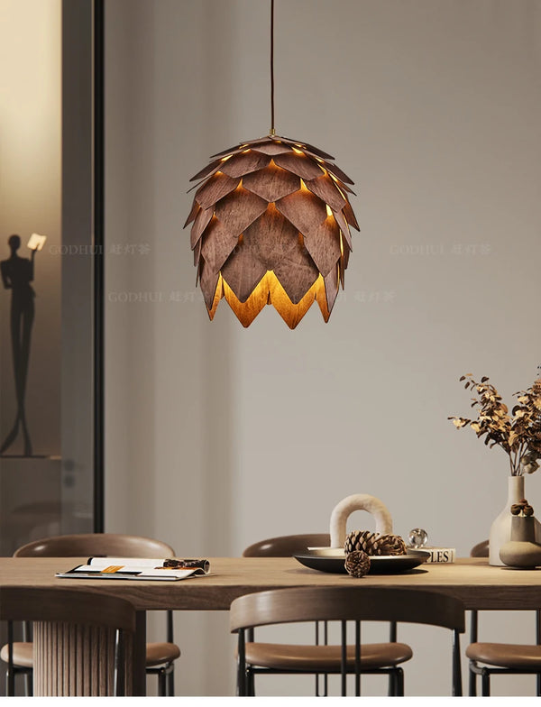 Pine Cone Solid Wood Chandelier