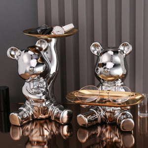 Multi Function Electroplating Bear Doll Shelf Piggy Bank