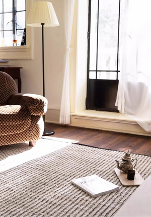 Japanese Studio Hand-Crafted Double-Sided Black Striped Area Rug [Exclusive]