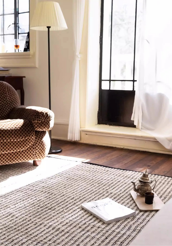 Japanese Studio Hand-Crafted Double-Sided Black Striped Area Rug [Exclusive]