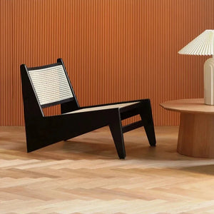 Französische Rattan-Holzcouch