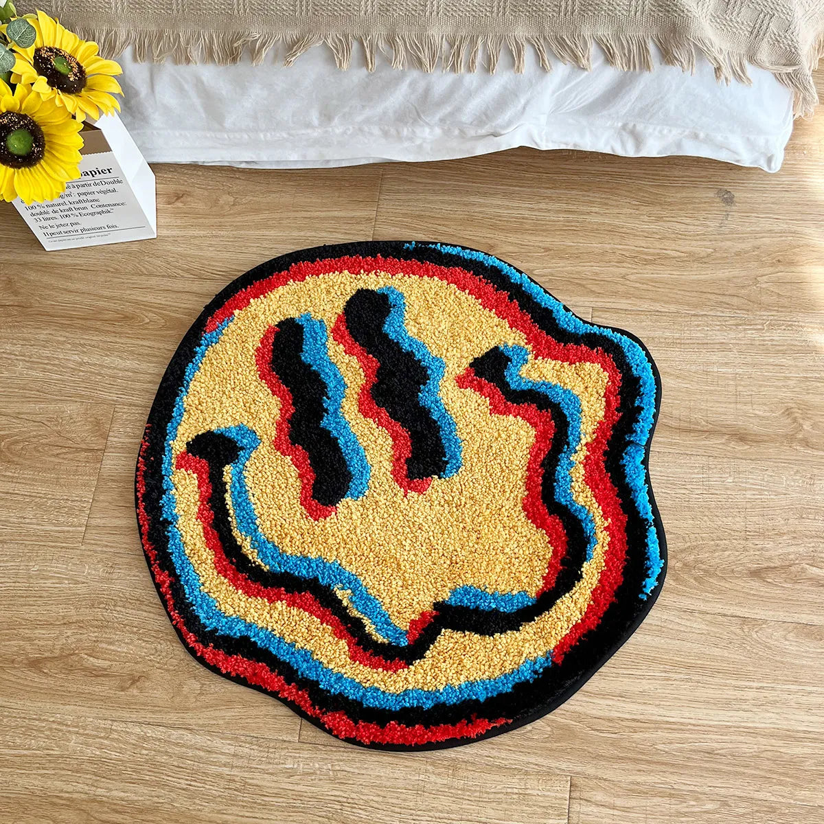 3D Smiling Face Hand-Crafted Rug