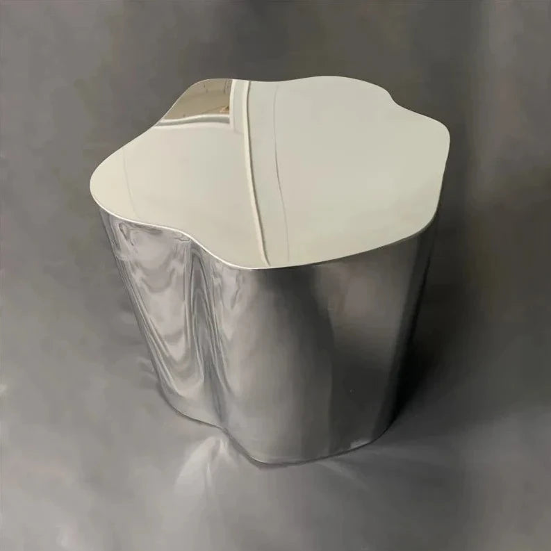 Italian Irregular Stainless Steel Hand-Crafted Art Side Table