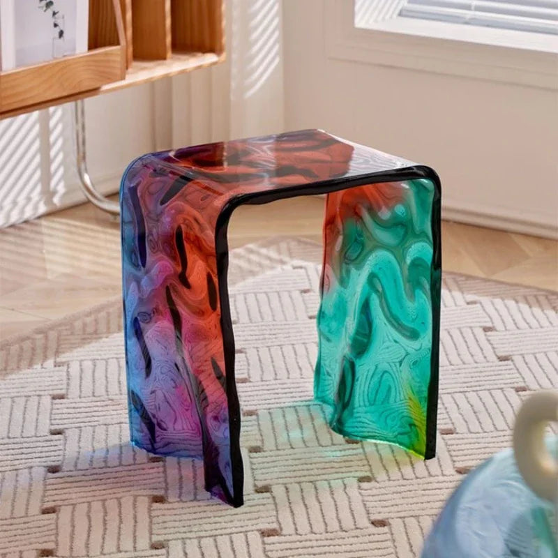 Rainbow Water Wave Acrylic Art Coffee Table