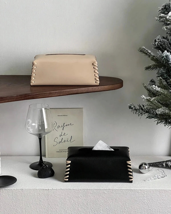 Woven Leather Hand-Crafted Tissue Holder