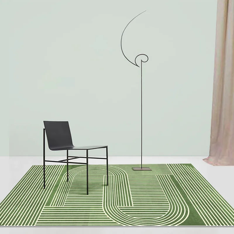 Nordic Green Stripe Carpet Area Rug