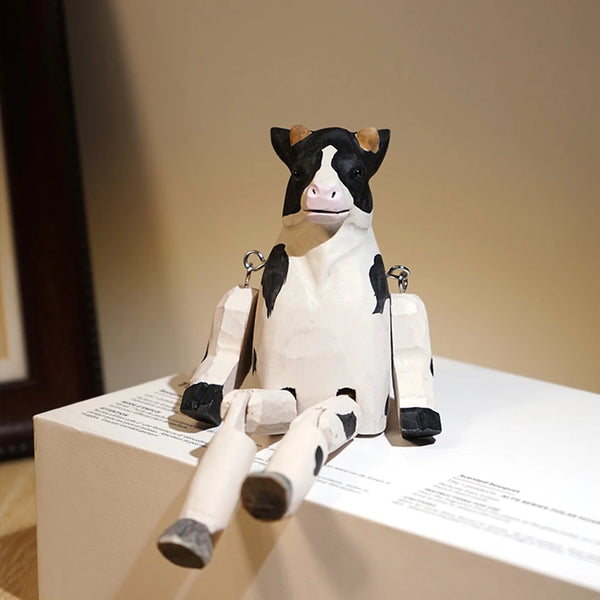 Hand-Carved Wooden Cow Puppet