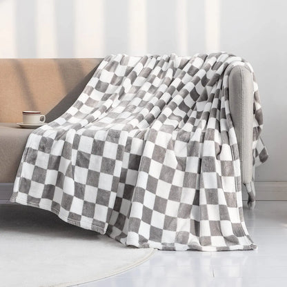 Checker Board Lattice Plaid Throw Blanket