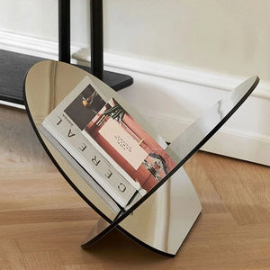 Studio Lima Stainless Steel Oval Floor Magazine Rack