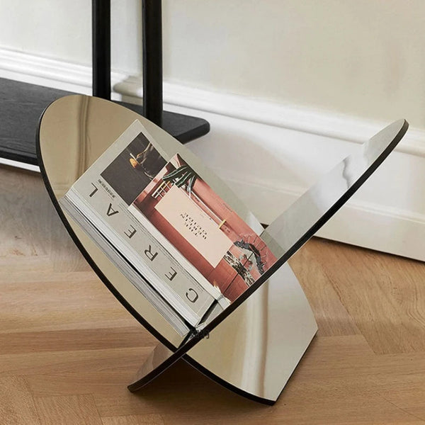 Studio Lima Stainless Steel Oval Floor Magazine Rack