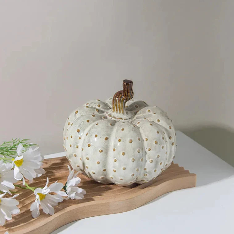 White Porcelain Pumpkin Ceramic Sculpture