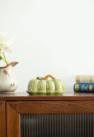 Essteller mit Keramikdeckel „Kürbis“