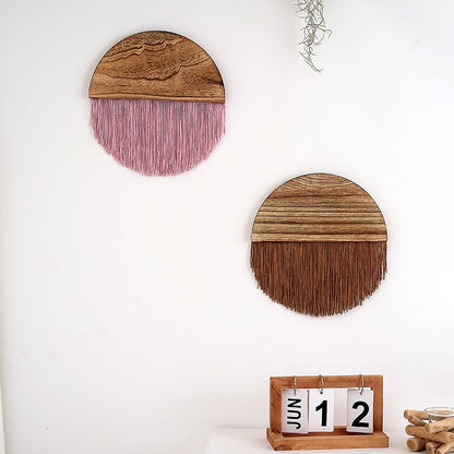 Semicircle Wooden Board Hand-Woven Macrame Tapestry