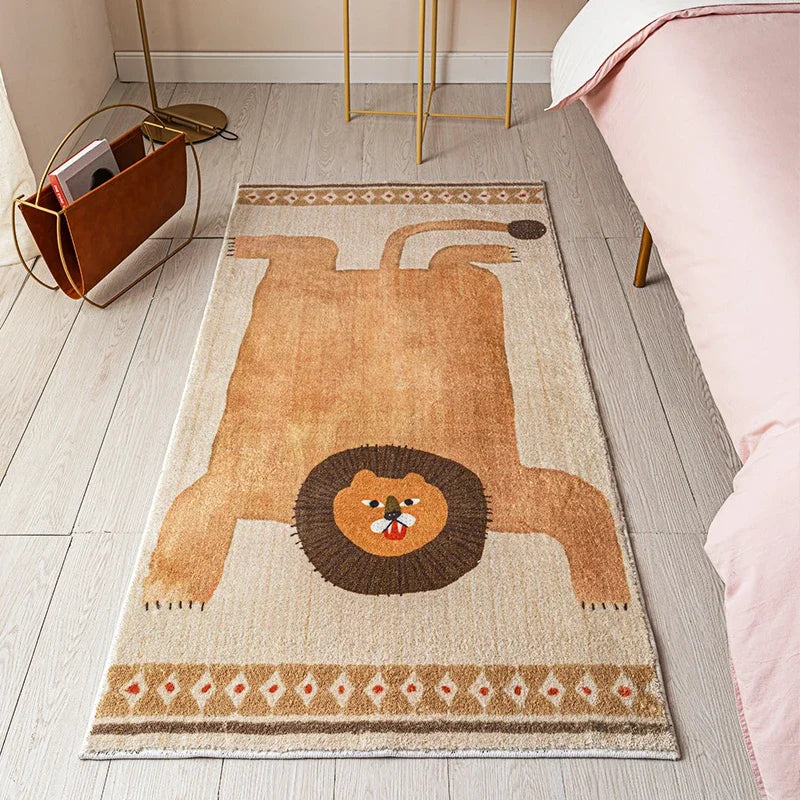 Funny Face Lion & Leopard Art Carpet Area Rug