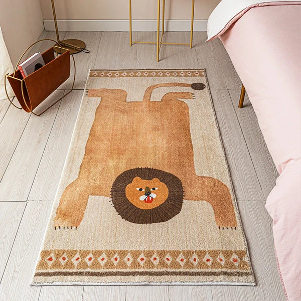 MokoMoko Funny Face Lion & Leopard Art Carpet Area Rug