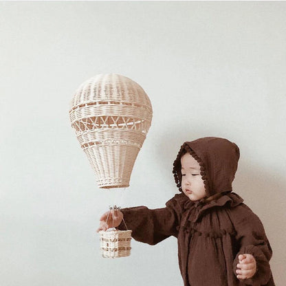 Handmade Rattan Woven Air Balloon Mobile Ornament