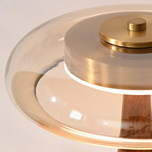 Copper Wood Vase Glass LED Desk Lamp