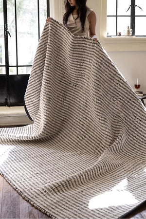 Japanese Studio Hand-Crafted Double-Sided Black Striped Area Rug [Exclusive]