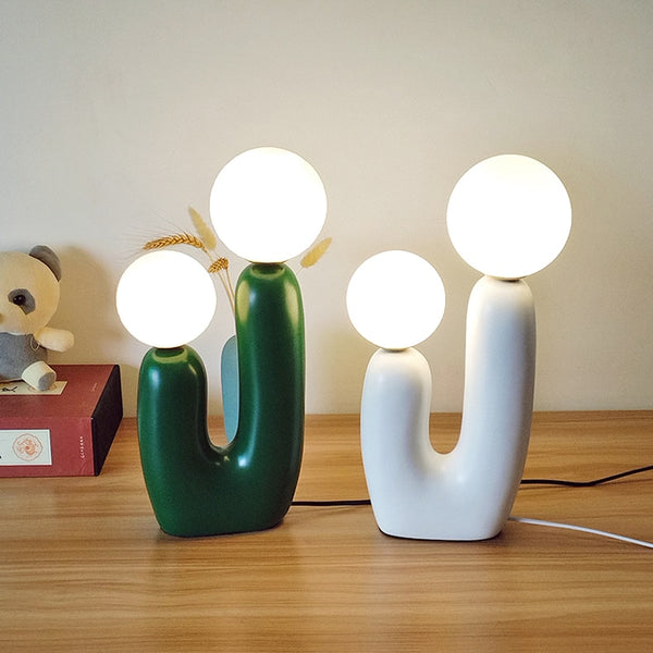 Organic Shape Twin Ball Table Lamp