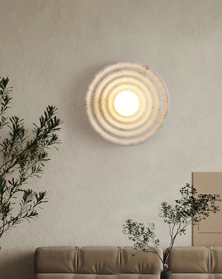 Runde Wellenlängen-Wandleuchte im japanischen Stil