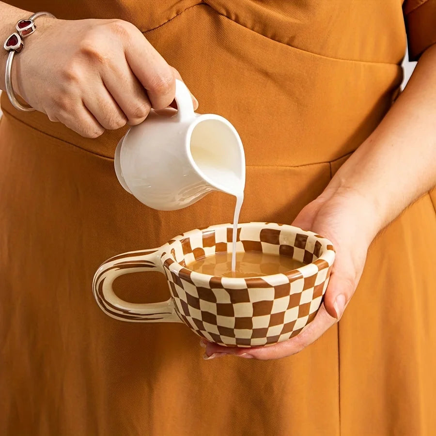 Ceramic Plaid Coffee Cup