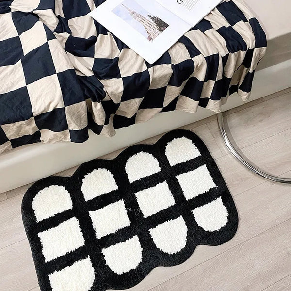 Mono Design Checker Grid Tufting Bath Mat