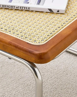 Yū Tokyo Mid-Century Modern Rattan Glass Coffee Table