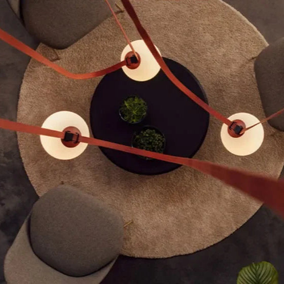 Danish Leather Strap Hanging Studio Ceiling Lamp