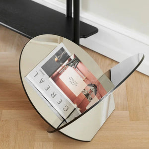 Studio Lima Stainless Steel Oval Floor Magazine Rack