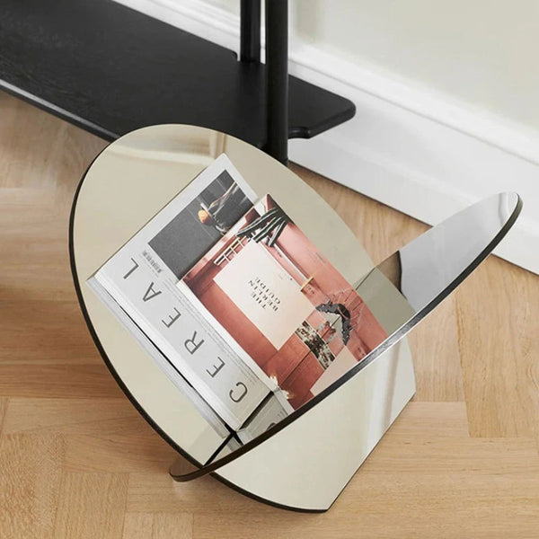 Studio Lima Stainless Steel Oval Floor Magazine Rack