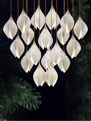 Carl Lighting Ceramic White Magnolia Jade Chandelier