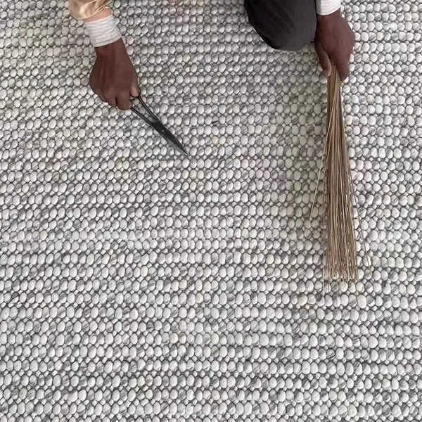 Indian Wool Hand-Woven Pebble Carpet Area Rug [Exclusive]