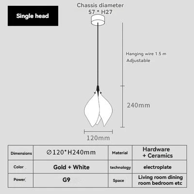 Carl Lighting Ceramic White Magnolia Jade Chandelier