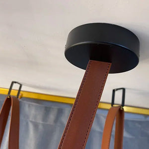 Danish Leather Strap Hanging Studio Ceiling Lamp