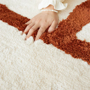 Irregular Orange Rectangular Grid Carpet Area Rug [Exclusive]