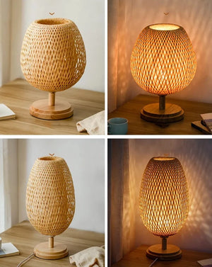 Vintage Wicker Dimmable Table Lamp