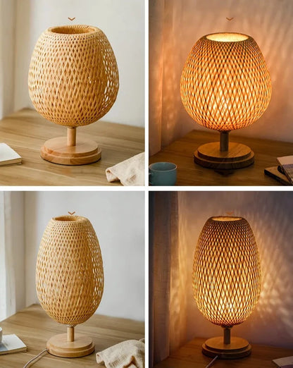 Vintage Wicker Dimmable Table Lamp