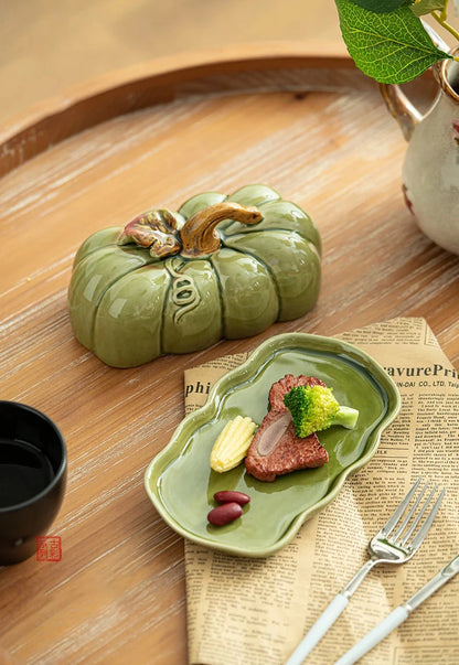 Pumpkin Ceramic Lid Dining Plate