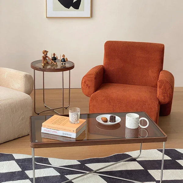 Sofá de salón con brazos de pana danesa