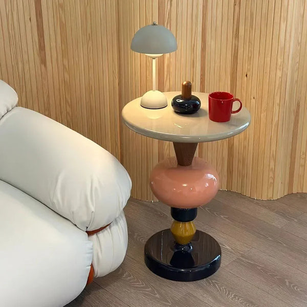 Modular Color-Stack Pedestal Side Table