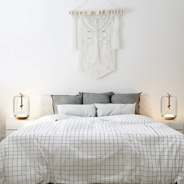 Lampe de table nordique en verre avec corde