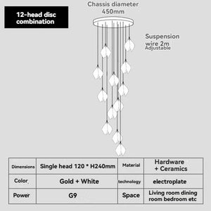 Carl Lighting Ceramic White Magnolia Jade Chandelier