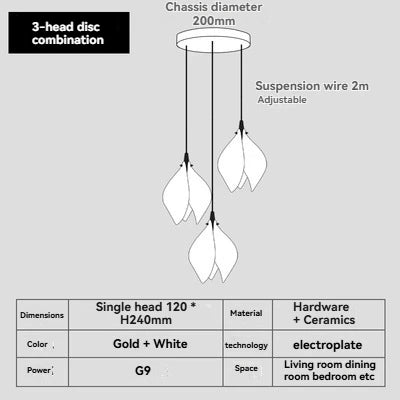 Carl Lighting Ceramic White Magnolia Jade Chandelier